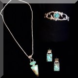 J02. Sterling silver and tuquoise jewelry. 